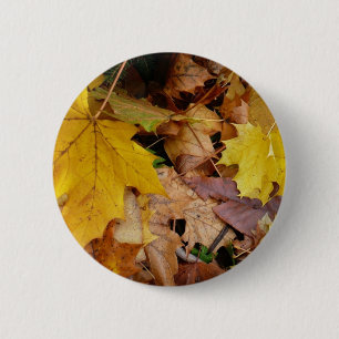 Badge Rond 5 Cm Fallen Maple Feuille Jaune Automne Nature