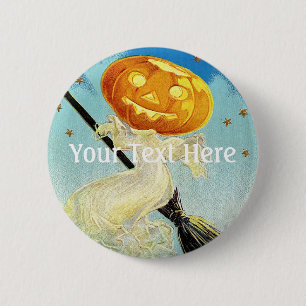 Badge Rond 5 Cm Falln Happy Halloween sorcière Citrouille