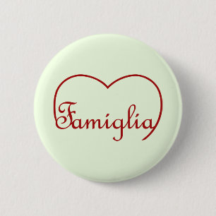 Badge Rond 5 Cm Famiglia Italien Coeur de famille Rouge
