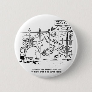 Badge Rond 5 Cm Famille au Zoo. Papa avalé par Alligator