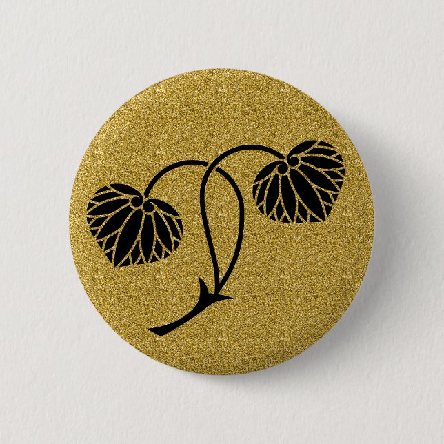 Badge Rond 5 Cm [Famille Crêtes] 2 feuilles hollyhock (Devant)