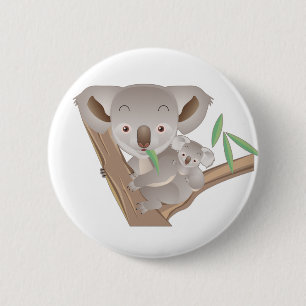 Badge Rond 5 Cm Famille de koala