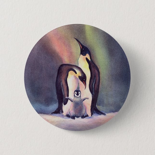 Badge Rond 5 Cm FAMILLE de PINGOUIN par SHARON SHARPE (Devant)