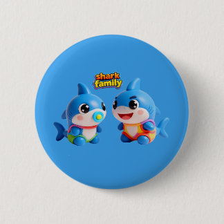 Badge Rond 5 Cm Famille de Requin Mignon Personnage de Dessin Anim