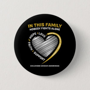 Badge Rond 5 Cm Famille d'or Personne ne combat seul Cancer de l'e