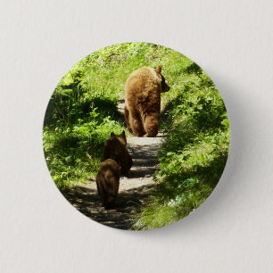 Badge Rond 5 Cm Famille d'ours brun
