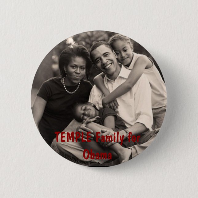 Badge Rond 5 Cm famille, famille de TEMPLE pour Obama (Devant)