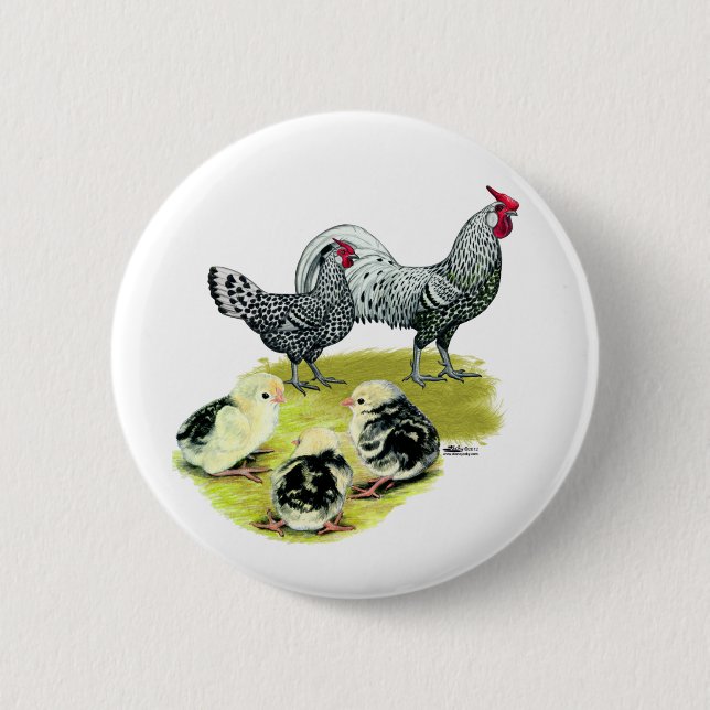Badge Rond 5 Cm Famille Hambourg tachetée (Devant)