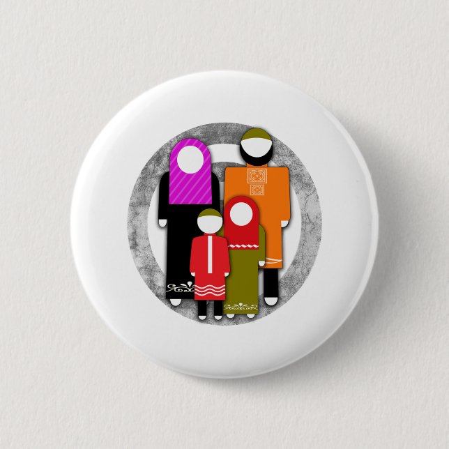 Badge Rond 5 Cm Famille musulmane (Devant)