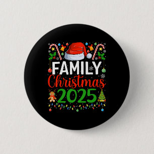 Badge Rond 5 Cm Famille Noël 2025 Correspondant Pyjamas Famille Xm