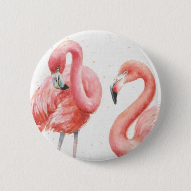Badge Rond 5 Cm Famille tropicale de | des Flamants roses (Devant)