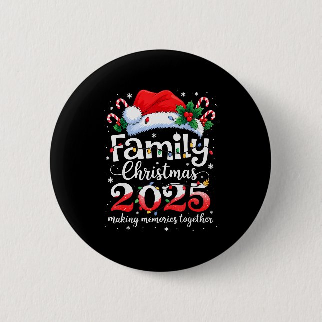 Badge Rond 5 Cm Family Christmas 2025 Matching Squad Santa Elf Fun (Devant)