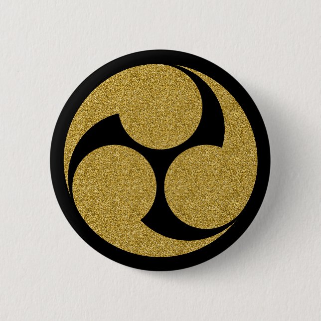 Badge Rond 5 Cm [Family Crests] Left-hand Mitsudomoe Round (Devant)