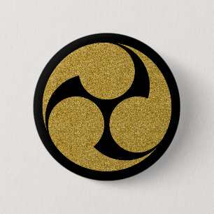 Badge Rond 5 Cm [Family Crests] Left-hand Mitsudomoe Round