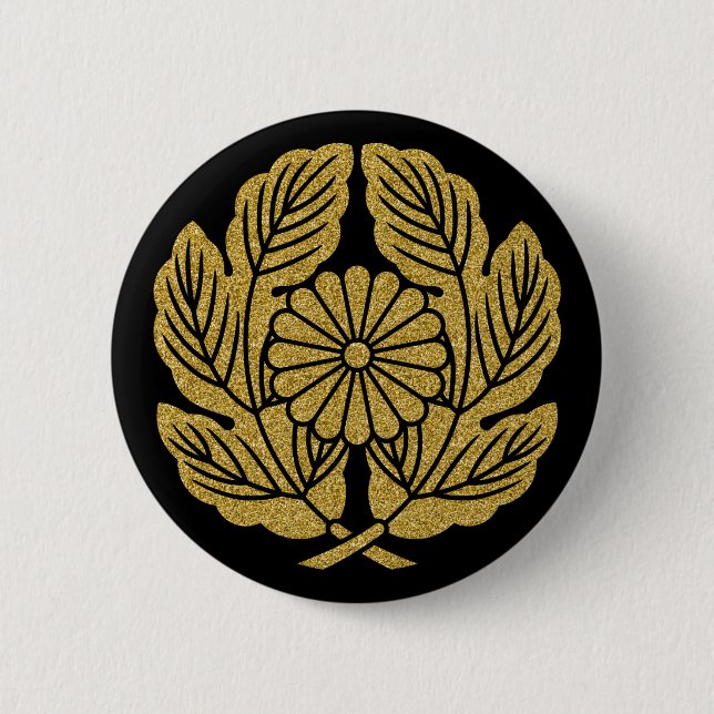Badge Rond 5 Cm [Family Crests] Takamori Saigo Chrysanthemum (Devant)