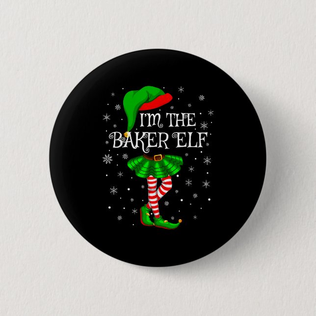 Badge Rond 5 Cm Family Matching Women Girls I'm The Baker Elf Chri (Devant)
