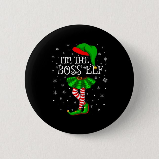 Badge Rond 5 Cm Family Matching Women Girls I'm The Boss Elf Chris (Devant)