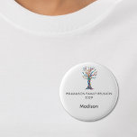 Badge Rond 5 Cm Family Reunion Family Tree Custom Name Tag<br><div class="desc">This Family Reunion Name Tag Button is decorated with a family tree in the colors of the rainbow. 
Easily customizable with your family name.
Makes a great souvenir after the event.
Because we create our own artwork you won't find this exact image from other designers.</div>