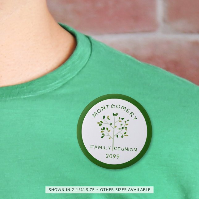 Badge Rond 5 Cm Family Reunion Family Tree Green Personalized (Créateur téléchargé)
