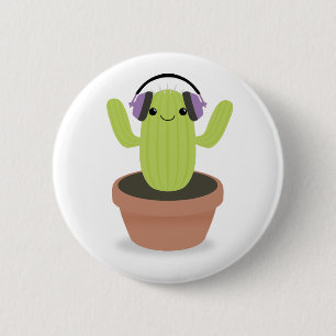 Badge Rond 5 Cm fan de musique Cactus