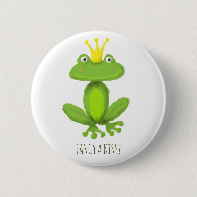 Badge Rond 5 Cm Fancy a kiss frog prince mignon Valentines Day GIf (Devant)
