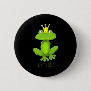Badge Rond 5 Cm Fancy A Kiss Prince Grenouille Dessin Animé Saint