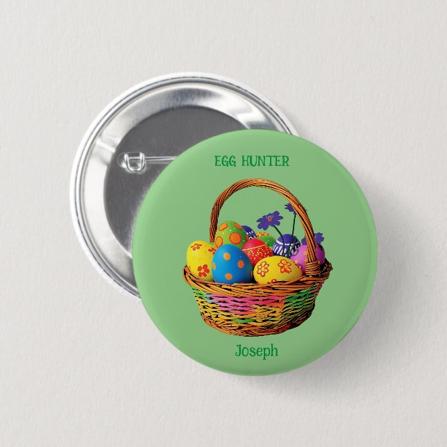 Badge Rond 5 Cm Fancy Easter Egg Hung Adventure (Devant & derrière)