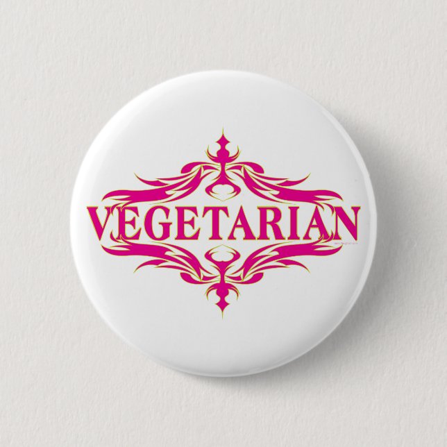 Badge Rond 5 Cm Fancy in Pink - Vegetarin (Devant)