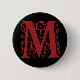 Badge Rond 5 Cm Fancy Letter M