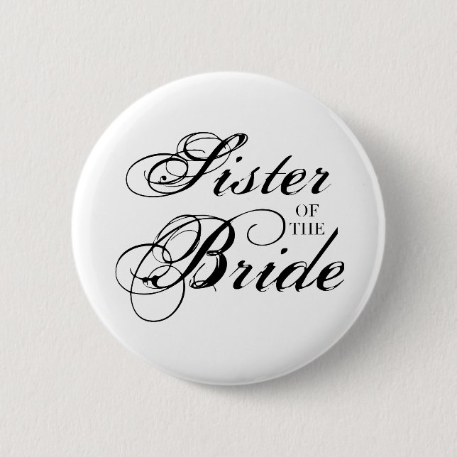 Badge Rond 5 Cm Fancy Soeur de la mariée Noire (Devant)