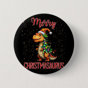 Badge Rond 5 Cm Fanny Joyeux Noël Christmasaurus Dinosaure Sapin d