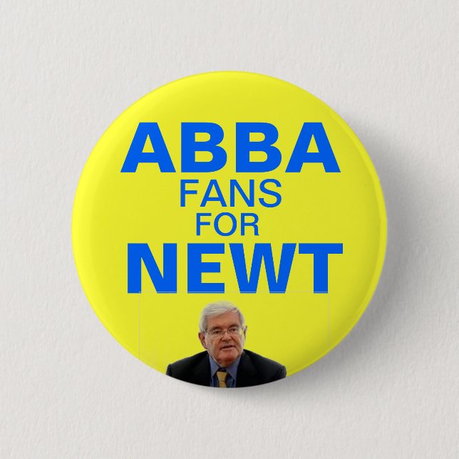 Badge Rond 5 Cm Fans d'Abba pour le bouton de Newt Gingrich (Devant)