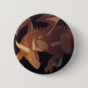 Badge Rond 5 Cm Fantaisie artistique de dragon brun