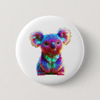Badge Rond 5 Cm Fantaisie de koala arc-en-ciel Art