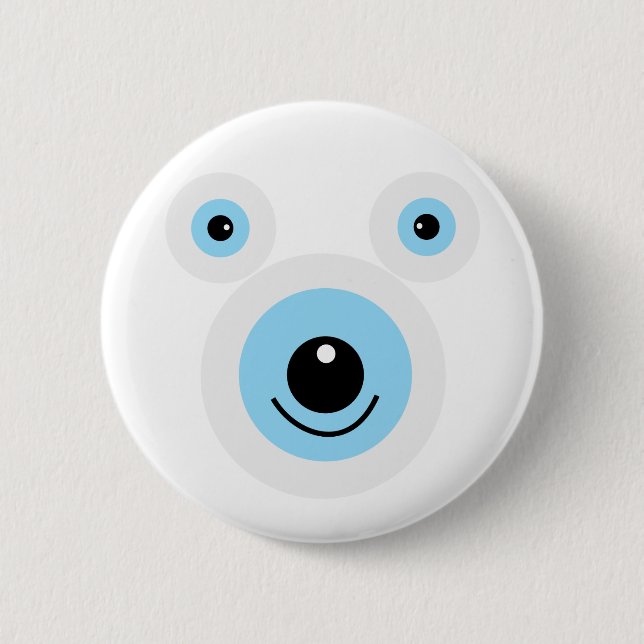 Badge Rond 5 Cm Fantaisie face d'ours blanc (Devant)