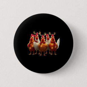 Badge Rond 5 Cm Fantaisie poulets de Noël Lumières Ferme Cute anim
