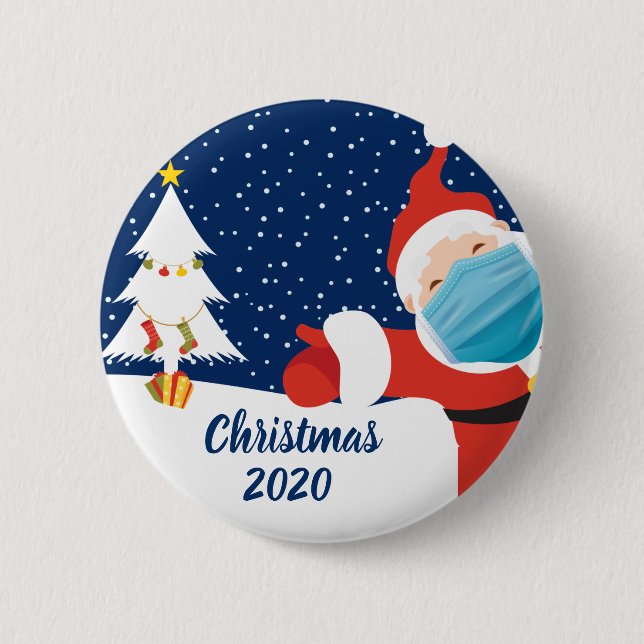 Badge Rond 5 Cm Fantastique Noël Père Noël dans le masque facial (Devant)
