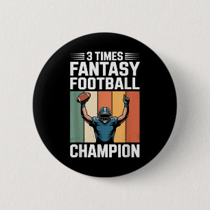 Badge Rond 5 Cm Fantasy Football Drôle 3 fois champion