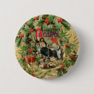 Badge Rond 5 Cm Fantôme de Noël Illustration actuelle Scrooge