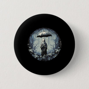 Badge Rond 5 Cm Fantôme Floral Retro Vintage Halloween Fantôme Dan