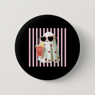 Badge Rond 5 Cm Fantôme Mignon Bord Rose Jus de Fruit d'Été Hawaï