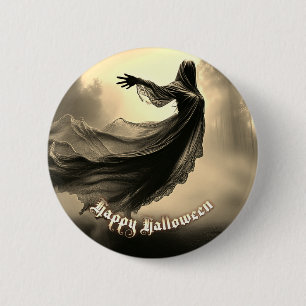 Badge Rond 5 Cm Fantôme noir féminin dans Hellscape - Halloween