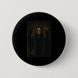 Badge Rond 5 Cm Fantôme Visage Effrayant Avec Mains Coeurs Hallowe