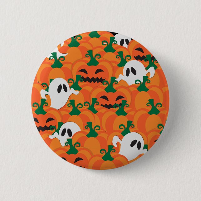 Badge Rond 5 Cm Fantômes d'Halloween Patch de citrouille hantée (Devant)