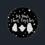 Badge Rond 5 Cm Fantômes mignons | Rassemblez votre feuille | Hall<br><div class="desc">Bouton d'Halloween avec trois mignons fantômes vous disant de rassembler votre feuille.</div>