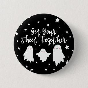 Badge Rond 5 Cm Fantômes mignons   Rassemblez votre feuille   Hall