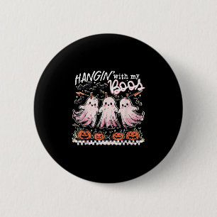 Badge Rond 5 Cm Fantômes suspendus drôles Halloween accroché avec