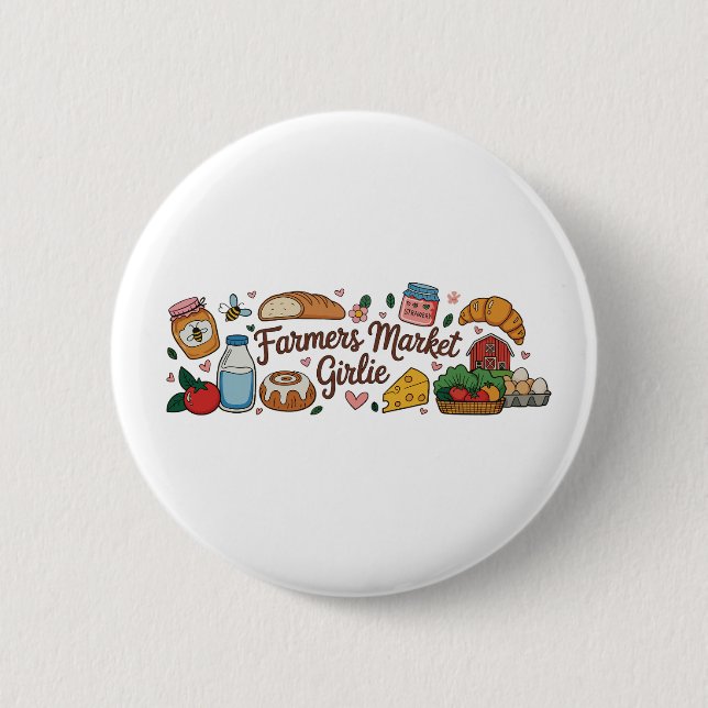 Badge Rond 5 Cm Farmers Market Girlie Girly Trendy Aesthetic Local (Devant)
