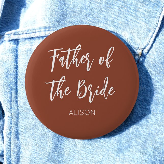 Badge Rond 5 Cm Father of the Bride Brown White Wedding (Créateur téléchargé)