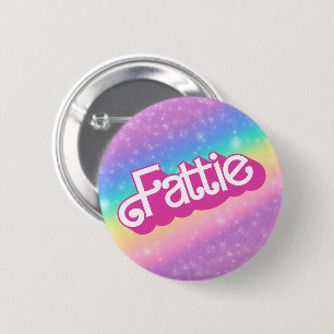 Badge Rond 5 Cm Fattie Plus Size Rainbow Retro 90's Nostalgie rose
